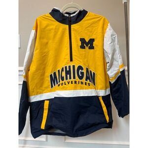 Franchise Club Michigan Wolverines Quarter Zip Windbreaker Jacket Mens Large L
